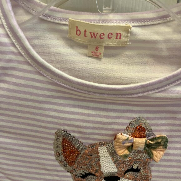NWT B TWEEN 2pk Little Girls Fashion Tops Stripe design, Sequin Dog Accents - Picture 6 of 10